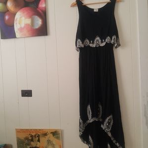 Fillyboo Black High-Low Dress with White Lace Trim